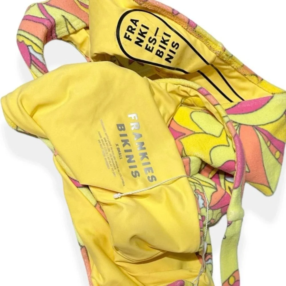 NEW FRANKIES BIKINIS Makie Terry One Piece Swim, Peace Terry, XS